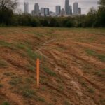 Land planning challenges charlotte - ALTA SURVEY North Carolina Undeveloped land with slopes and erosion issues near Charlotte skyline showing challenges that land planning helps address before building
