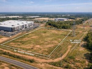 Alta survey data center utility easements - ALTA SURVEY North Carolina Aerial view of commercial land near a data center in Charlotte showing utility and access easements across the property