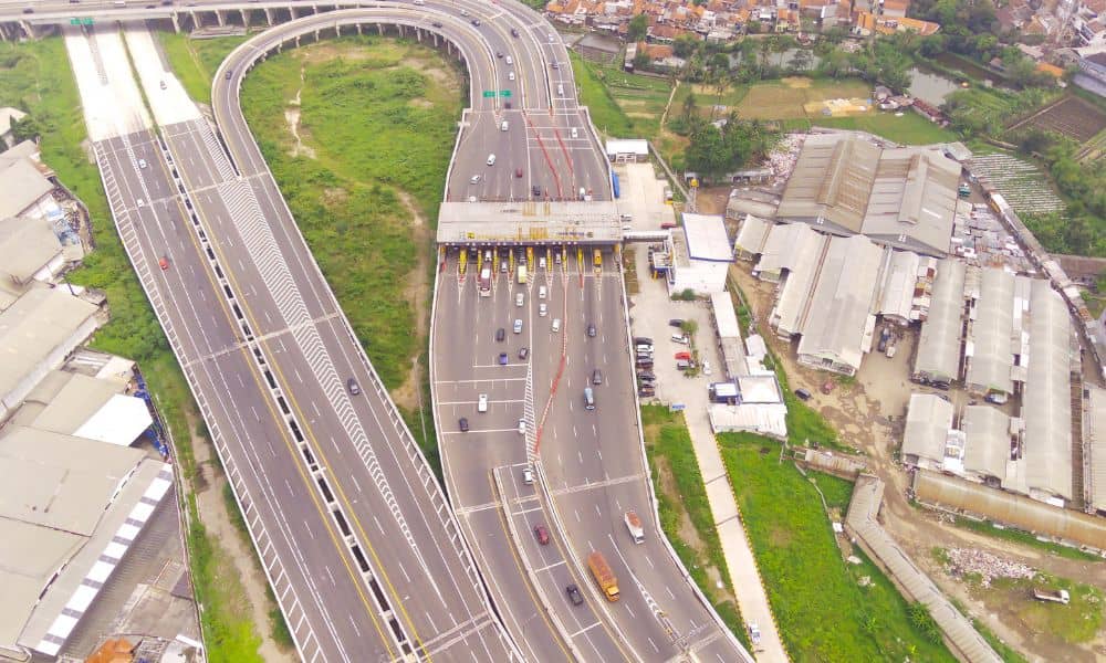 Aerial view of a highway interchange showing how roadway design supports infrastructure growth