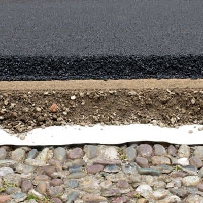 Road pavement layer cross section - ALTA SURVEY North Carolina Cross section showing roadway design below the pavement with layered soil and base materials