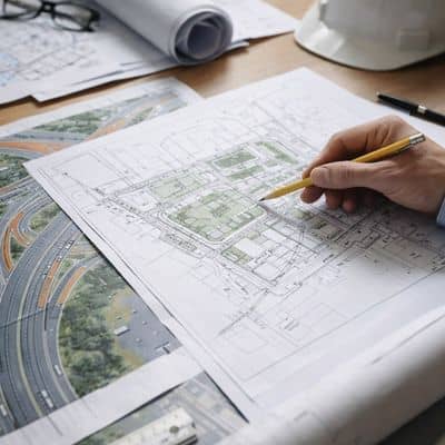 Civil engineer reviewing site plans - ALTA SURVEY North Carolina Civil engineer reviewing site plans and traffic studies for a land development project